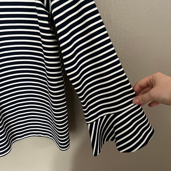 DRAPER JAMES Navy Blue Sadler Stripe Long Sleeve Top Size Medium casual - Picture 4 of 7